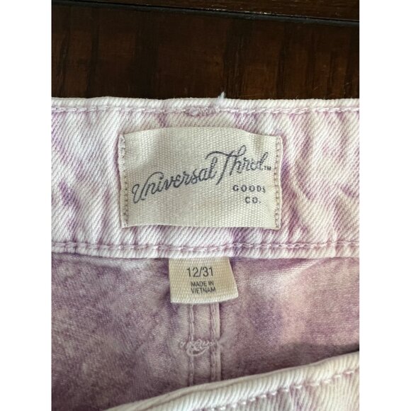 Universal Thread Vintage Midi Jean Shorts Purple Acid Wash Denim Raw Hem NEW 12 - Picture 4 of 10